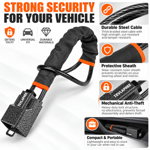 Wholesale Steel Cable <strong>Steering</strong> Wheel <strong>Lock</strong> <strong>Mechanical</strong> Anti Theft Security Device with Seat Belt Buckle for Car Safety - Product Image 4