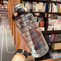 Bouteilles de sport en plastique avec marqueur de temps, sans BPA, en Tritan PC, transparentes, 2L, personnalisables, pour l'eau, avec message motivant