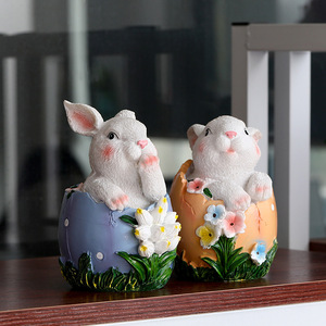 <b>Easter</b> Bunny Resin Statue Egg <b>Ornament</b> Spring Home Decoration Indoor Gift - Product Image 2