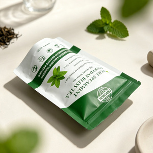 Customized Mylar <b>Bag</b> Resealable Stand-Up Pouches For 100g Spearmint Tea Leaf Packaging - Product Image 6