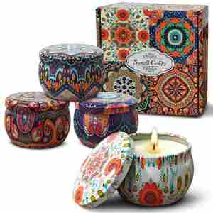 Long-Burning Scented <b>Candle</b> Set, 4-Pack <b>Tin</b> Jar With Multiple Scents, Aromatherapy <b>Candles</b> for Bedroom & Living Room - Product Image 3