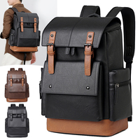 Sac à dos pour ordinateur portable grande capacité, haute qualité, imperméable, en cuir PU, décontracté, pour voyages et étudiants, avec rabat pour hommes