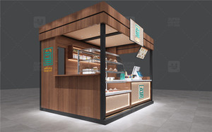 Kiosque de café tendance pour centre commercial, mobilier personnalisé en bois, idées de design créatif - Product Image 4