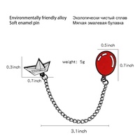 Nouveauté : Broches en métal artisanal en gros, accessoires de dessin animé, broche personnalisée, ballon rouge, clown, bateau, émail avec chaîne