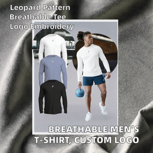 Camiseta de Manga Larga de Secado Rápido para Hombre, Cuello Redondo, Color Sólido, Corte Ajustado, Estilo Deportivo, Tejido de Poliéster, para Entrenamiento, Blanco, Azul, Negro - Product Image 2