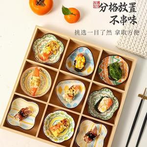 Caja de almacenamiento de madera con nueve compartimentos, bandeja de bambú y madera para aperitivos, bandeja para acompañamientos de hot pot, bandeja de madera para frutas secas. - Product Image 1