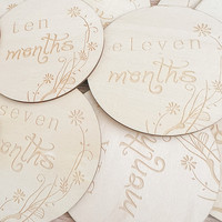 13 cartes rondes en bois gravées pour étapes importantes de bébé, épaisseur 3 mm, accessoires de photographie commémoratifs de la naissance