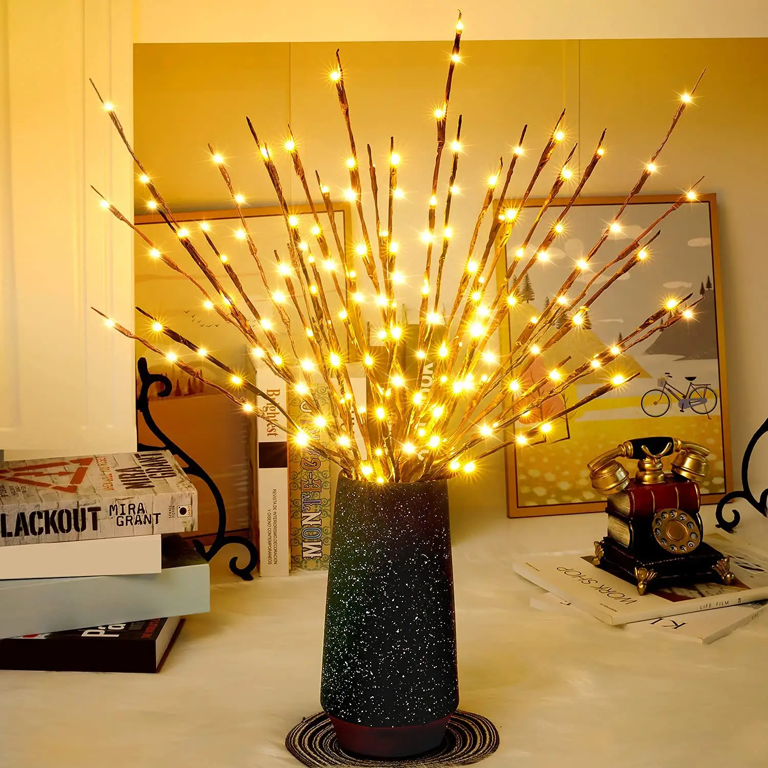 2 * סוללות AA מופעל 20 נורות Led ווילו סניף מנורת עץ טוויג אור מקורה חתונת חג המולד דקורטיבי אורות