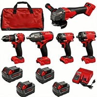Ensemble de perceuse multi-outils sans fil avec meuleuse d'angle et visseuse à chocs, chargeur et batterie - Pour le travail du bois, le bricolage et l'entretien domestique