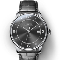Montre mécanique automatique ultra-fine pour homme, personnalisable, minimaliste, date, luxe, affaires, élégante, résistante à l'eau, en cuir
