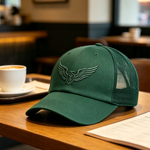 Gorra Trucker Verde Oscuro de 6 Paneles con Bordado de Ala, Ajustable, Ligera y Transpirable para Golf, Running y Deportes al Aire Libre - Product Image 5