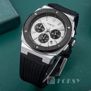 Reloj cronógrafo de moda de negocios deportivo de lujo, esfera analógica, correa de silicona resistente al agua de cuarzo, reloj de mano japonés con logotipo personalizado - Product Image 4