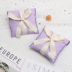Custom Logo Printed Small Purple Canvas Envelope Necklace Ring Jewelry Pouch Gift Cosmetic Packing Cotton Flap Dust Bag - Product Image 3