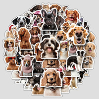 Derniers 50 autocollants décoratifs imperméables pour tasses et ordinateurs, motifs chiens de dessin animé, style graffiti, avec expressions mignonnes