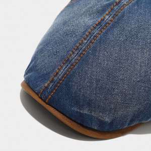 Nouvelle Arrivée 2025 – Casquette Gavroche en Jean Délavé Tendance pour Femme et Homme, Chapeau Béret Rétro Décontracté d'Extérieur avec Visière en Cuir PU - Product Image 4