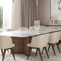 Ensemble table et chaises de salle à manger de luxe moderne, table avec plateau en marbre et texture haut de gamme, table pour 12 personnes