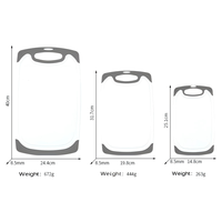 Moderne Minimalistische PP & Rubber Kunststof 3-delige snijplankset Antislip keuken snijplanken voor vlees, fruit & groenten