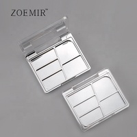 5-Farben Luxus Silber Lidschatten-Palette Anpassbare Leere Make-up Rouge-Palette mit Transparentem Deckel Faltbare Rechteckige Lidschatten-Dose