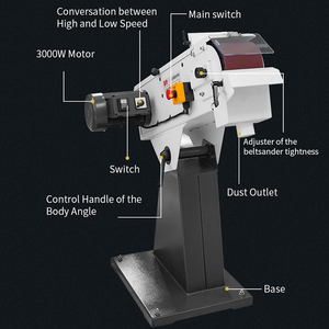 <span class=keywords><strong>Lijadora</strong></span> de Banda Industrial de 3000W para Pulir y Esmerilar Metal y Madera, Máquina Versátil para Trabajos de Carpintería y Metalurgia - Product Image 3