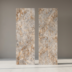 Losas de piedra sinterizada de porcelana brillante Pulpis Pink de 800x2400 mm con aspecto de mármol para encimeras y pisos de cocinas modernas - Product Image 1