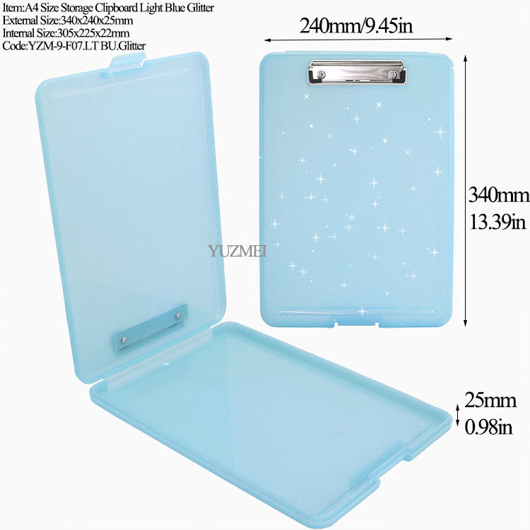 F07 Presse-papiers de rangement Bleu clair pailleté