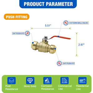 Robinet à bille à raccord rapide KING SMART à haut débit, certifié UPC/NSF, sans plomb, 3/4 pouces, pour eau chaude et froide (Livraison gratuite aux États-Unis et au Canada) - Product Image 2