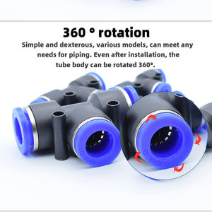 Vías en T neumáticas T Sharp One Touch Fitting Conectores rápidos Serie PE Accesorios neumáticos Conectores de manguera de aire Azul proporcionado - Product Image 3