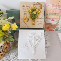 Papan Lukis Gipsum 3D Embossed Motif Bunga Tanpa Cat, Panel Plester Bunga Matahari Anyelir Kosong untuk Kerajinan Seni Grafiti DIY Anak-Anak