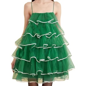 Vestido Mini Casual Sexy Europeo y Americano Nuevo de Fabricante Original con Volantes, Tejido Ecológico para Fiestas Navideñas - Product Image 1