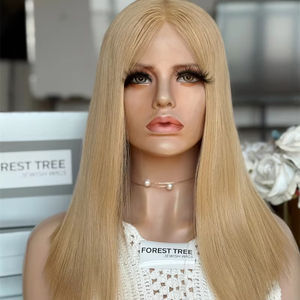 22 "Rubio claro sedoso recto europeo virgen pelo cutícula alineada HD encaje frontal judío Kosher peluca - Product Image 1