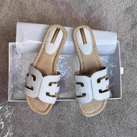 Nouvelles sandales plates rétro en paille couleur été 2025 pour femme – Style vacances tout-terrain et plage