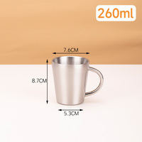 Mug à bière en acier inoxydable avec poignée, logo personnalisé, réutilisable, double paroi en métal 304, 260 ml, 300 ml, 350 ml, 450 ml