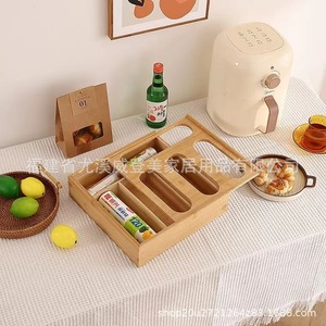 Bamboo food <b>wrap</b> cutter box, multi-purpose <b>kitchen</b> organizer, aluminum foil self-sealing bag, storage box. - Product Image 3