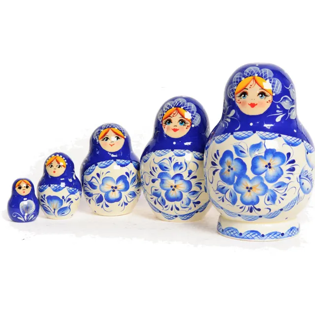 Grosir Kustom Kerajinan Boneka Rusia Mainan Matryoshka Tradisional Yang Dilukis dengan Tangan Keramik Boneka Bersarang untuk Kerajinan dan Hadiah Boneka