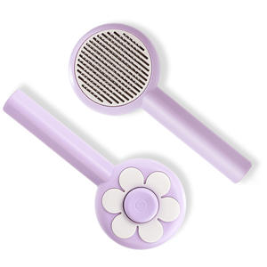 Peigne de nettoyage de massage pour animaux de compagnie brosse auto-nettoyante pour chien et chat outil de toilettage écologique en plastique et en acier inoxydable - Product Image 6