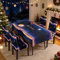 Ensemble de housses de table et de protège-chaises style galaxie aurore pour Noël, prix d'usine, pour la décoration de salle à manger des fêtes, vente en gros