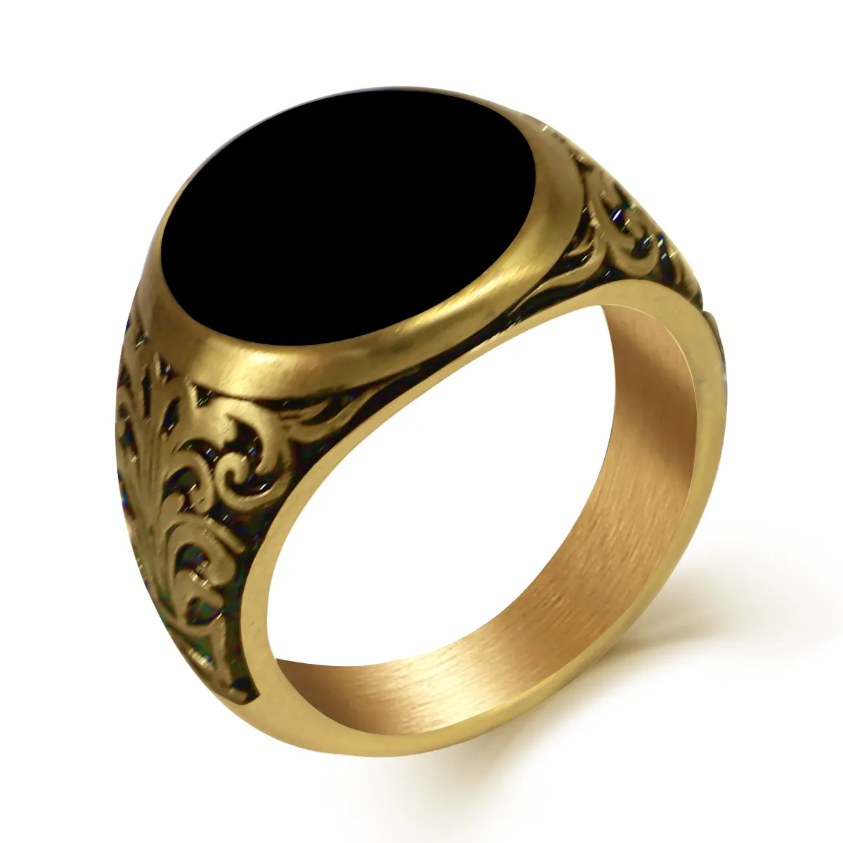 316L ผู้ชายโลหะที่กำหนดเองแหวนช่องว่างชุบทองแหวนนิ้วออกแบบแฟชั่นวินเทจที่เรียบง่ายเงินแหวนสแตนเลส