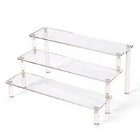 Présentoir à 3 niveaux en acrylique, directement de l'usine, taille et logo personnalisables, étagère surélevée en acrylique pour desserts, plantes, ou présentation d'artisanat