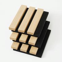 Panneau acoustique en lattes de bois pour mur, grille de lattes insonorisante avec feutre noir pour le contrôle du bruit ambiant et la décoration