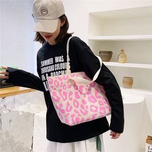 Fashion Large Capacity Weekender Beach Leopard Printed <b>Canvas</b> Tote Bag <b>Handbag</b> for Women Girls - Product Image 5