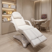 Fauteuil de Salon de Beauté et Spa Moderne, Lit de Cils Hydraulique Rotatif, Table de Massage Multifonctionnelle Pliable à Jambes Dédoublées en PU