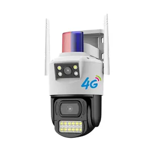 Kamera CCTV lensa ganda, kamera IP 4G WiFi 4MP nirkabel luar ruangan pintar penglihatan malam V380 Zoom Digital