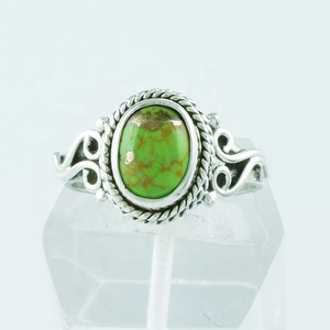 Beautiful Green Copper <b>Turquoise</b> Stone Handmade 925 Sterling Silver <b>Ring</b> Wholesaler India - Product Image 2