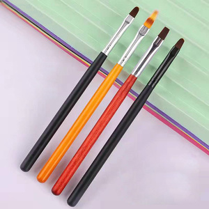 แปรงเจลด้ามไม้สีดำแดงสำหรับทำเล็บแบบไล่สี แปรงทาสีผงแบบแบน กลม รี สำหรับทาเล็บแบบยูวีและเฟรนช์ - Product Image 2