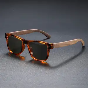 Grosir kacamata hitam memancing luar ruangan kacamata hitam kayu kaki kayu bambu UV