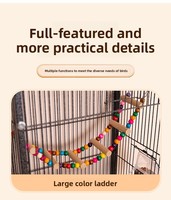 VaryWell Grande cage à oiseaux en acier inoxydable noir à double étage avec roulettes pour perroquets, canaris, perruches et autres grands oiseaux