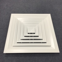 Diffuseur d'air de retour carré pour plafond 595x595mm, construction en aluminium, finition thermolaquée, design commercial, registre optionnel