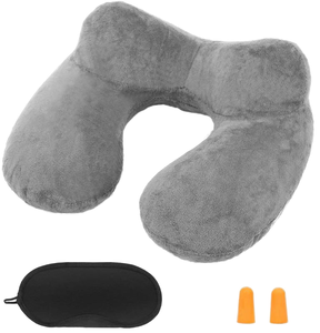 Portable U-Shaped <b>Inflatable</b> Travel Pillow with Pump PVC Filling for Airplane Train <b>Car</b> or Office Use - Product Image 1