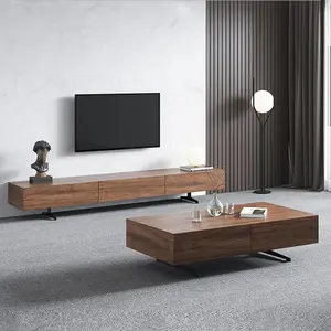 Nordic Tv Kast Gecontracteerde Moderne Massief Houten Licht Luxe Tv Stand Salontafel Combinatie Woonkamer Vloer Kast