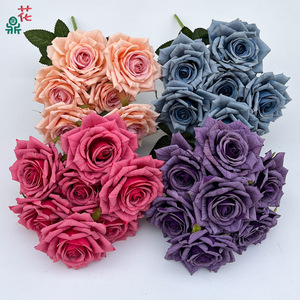 Rosas de seda de siete cabezas, flores artificiales para decoración de bodas, estilo moderno, arreglo interior, respetuoso con el medio ambiente - Product Image 2